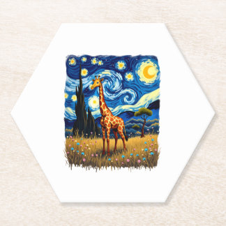 Dessous-de-verre En Papier Girafe Mignonne Afrique - T-Shirt Nuit Étoilée