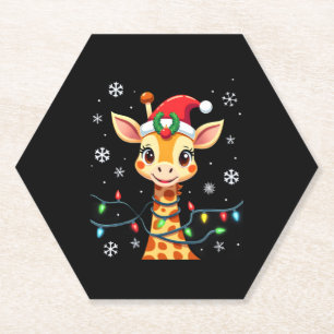 Dessous-de-verre En Papier Girafe Mignonne Lumières de Noël Chapeau de Père N