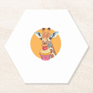 Dessous-de-verre En Papier Giraffe Avec Cupcake