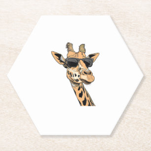 Dessous-de-verre En Papier Giraffe Portant des lunettes de soleil