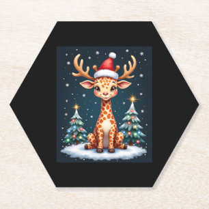 Dessous-de-verre En Papier Giraffe Reindeer Casquette Père Noël Christmas Tre