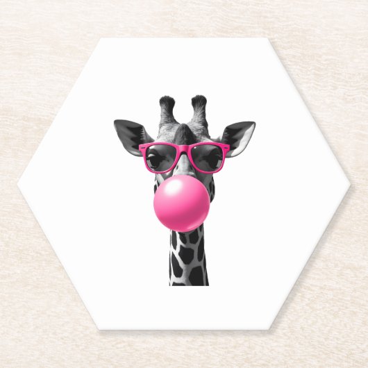 Dessous-de-verre En Papier Giraffe Women Giraffe Face with Sunglasses Wild An (Devant)