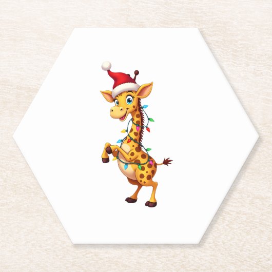 Dessous-de-verre En Papier Giraffe Xmas Lighting Funny Santa Giraffe Christma (Devant)