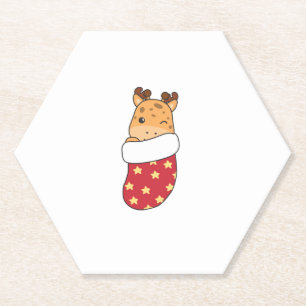 Dessous-de-verre En Papier Giraffes Mignonnes Dans Le Choc De Noël Pour Gira