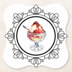 Dessous-de-verre En Papier Glace à l'ancienne rouge noir blanc