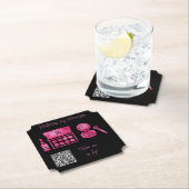 Dessous-de-verre En Papier Glam Black & Hot Pink Maquillage Artiste QR Code (En situation)