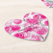 Dessous-de-verre En Papier Glam en argent rose Cercles Abstraits Anniversaire (Incliné)