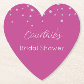 Dessous-de-verre En Papier Glam Rose Blanc Diamants Mariage (Devant)