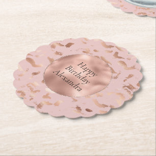 Dessous-de-verre En Papier Glam Rose Gold Blush Abstrait Anniversaire