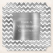 Dessous-de-verre En Papier Glam Silver White Zigzag Stripes (Devant)