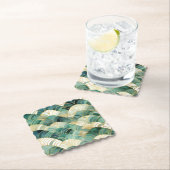 Dessous-de-verre En Papier Glam vert Gold Abstrait (En situation)