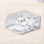 Dessous-de-verre En Papier Glamorous Silver White Glitter Marble Gradient (Incliné)