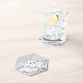 Dessous-de-verre En Papier Glamorous Silver White Glitter Marble Gradient (En situation)