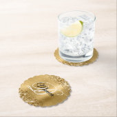 Dessous-de-verre En Papier Glitterie or huile Fancy Monogramme (En situation)