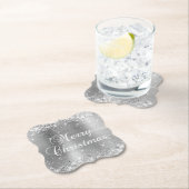 Dessous-de-verre En Papier Glittery Silver Foil Joyeux Noël (En situation)