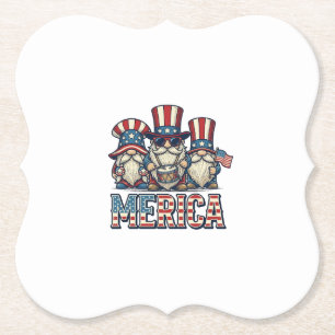 Dessous-de-verre En Papier Gnome Patriote Merica Design Vectoriel Vintage_1