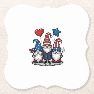 Dessous-de-verre En Papier Gnome patriotique gravure vintage design vectoriel