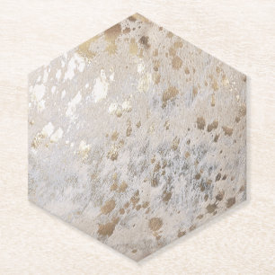 Dessous-de-verre En Papier Gold Cowhide Print Metallic