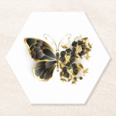 Dessous-de-verre En Papier Gold flower Butterfly with Black Orchid (Devant)