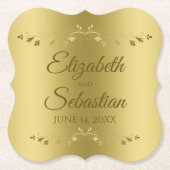 Dessous-de-verre En Papier Gold on Gold Elegant Gradient Mariage Réception (Devant)