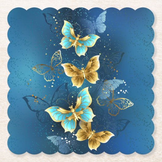Dessous-de-verre En Papier Golden butterflies (Devant)