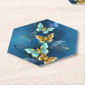 Dessous-de-verre En Papier Golden butterflies (Incliné)