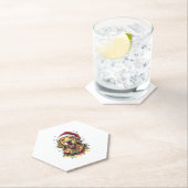 Dessous-de-verre En Papier Golden Retriever Funny dog Christmas Santa Hat lig (En situation)