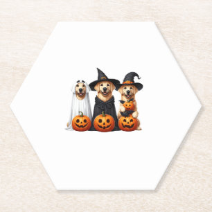 Dessous-de-verre En Papier Golden Retriever Ghost Halloween Amoureux de les c