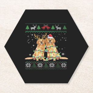 Dessous-de-verre En Papier Golden retriever Ugly Christmas Dog Funny Christma