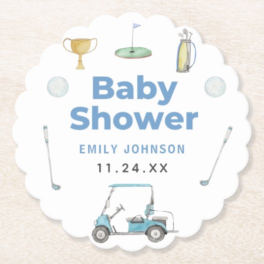 Dessous-de-verre En Papier Golf Boy Baby shower (Devant)