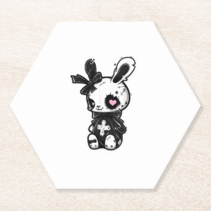 Dessous-de-verre En Papier Goth Bunny Kawaii Rabbit E-Girl mignonne tenue got