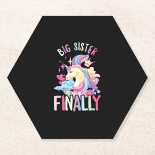 Dessous-de-verre En Papier Grande Sœur Enfin Licorne Nouveau-Né Frère et Soeu