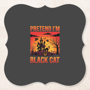Dessous-de-verre En Papier Graphisme Maison Hantée Chat Noir Halloween Fais S