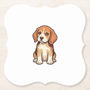 Dessous-de-verre En Papier Gravure vintage chiot Beagle Art vectoriel_1