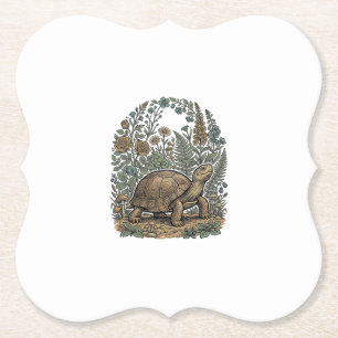 Dessous-de-verre En Papier Gravure vintage tortue jardin botanique