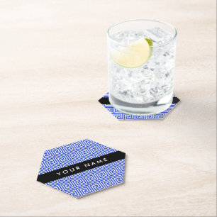 Dessous-de-verre En Papier Grec Meander Key Blue, Votre Nom, Personnaliser
