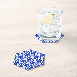 Dessous-de-verre En Papier Grec Meander Key Waves Motif Bleu