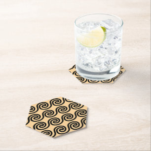 Dessous-de-verre En Papier Grec Meander Key Waves Motif Brown
