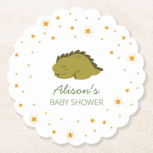 Dessous-de-verre En Papier Green Dinosaur Twinkle Star Baby shower Party