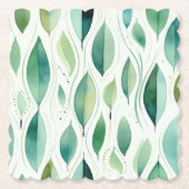 Dessous-de-verre En Papier Green Glam Gold Feuilles Abstrait (Devant)