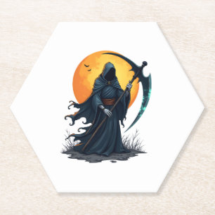 Dessous-de-verre En Papier Grim Reaper avec Scythe � effrayant Chemise Hallow