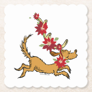 Dessous-de-verre En Papier Grinch Max Pointsettia de Noël