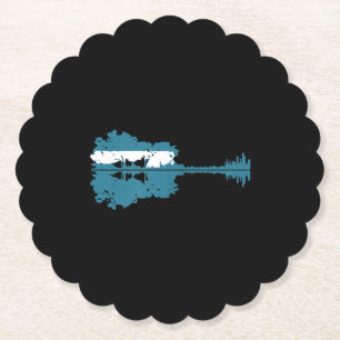 Dessous-de-verre En Papier Guitare Guitar Lake Shadow Love Guitare Musicien