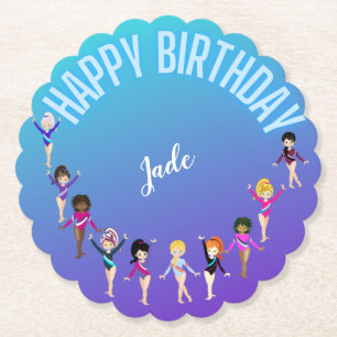 Dessous-de-verre En Papier Gymnastique Amis "Joyeux Anniversaire" Turquoise