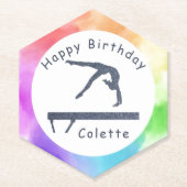 Dessous-de-verre En Papier Gymnastique Balayage de l'équilibre d'anniversaire (Devant)