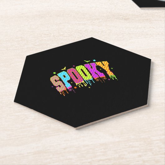 Dessous-de-verre En Papier Halloween À damiers éffrayant (Incliné)