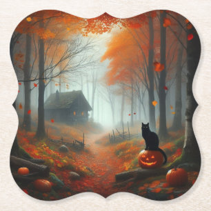 Dessous-de-verre En Papier Halloween/Automne/Automne/citrouille/chat