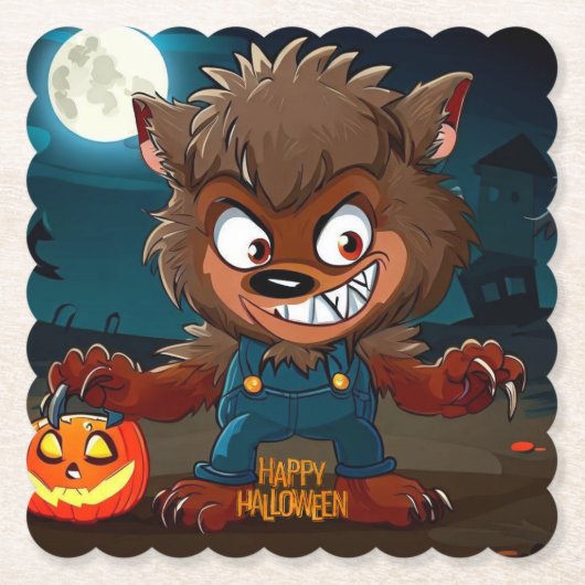 Dessous-de-verre En Papier Halloween/automne/loup-garou/dessin animé (Devant)
