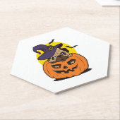 Dessous-de-verre En Papier Halloween Chien citrouille, Drôle chien d'Hallowee (Incliné)