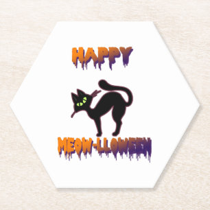 Dessous-de-verre En Papier Halloween Citrouille de Chat Noir